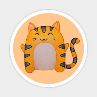 Happy Cute Tiger - An Orange Kawaii Cat Magnet